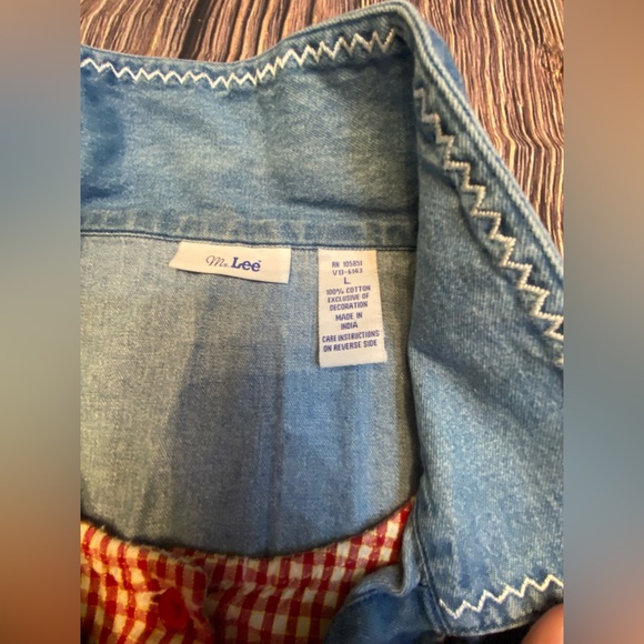 Ms Lee vintage Large layered button up. Flowers & lady bugs. Red gingham denim - Picture 7 of 8